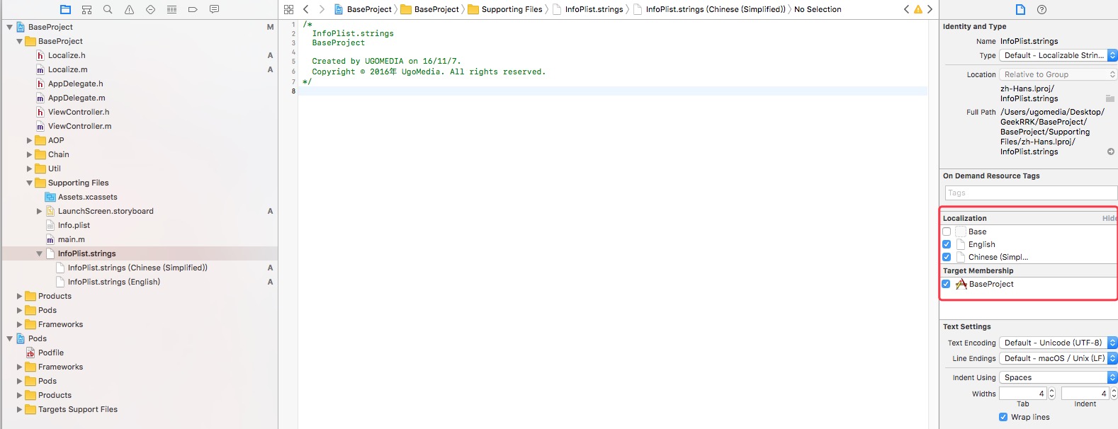 Localize in the File inspector