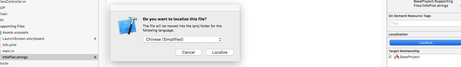 Localize in the File inspector